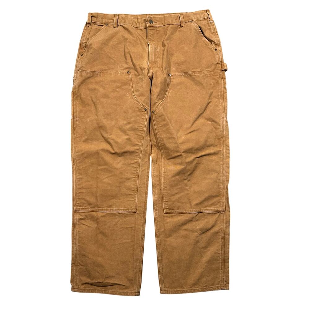 Carhartt Double Knee Pants 42x32 B136 BRN Heavy Duck Canvas Tan Workwear